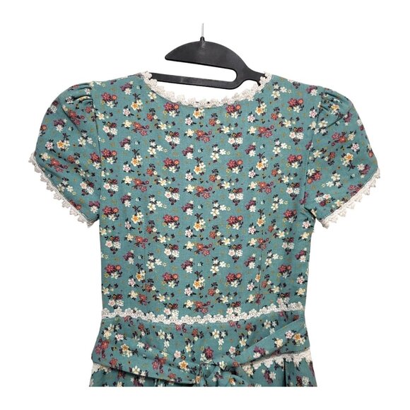 Xiaolizi Floral Linen Maxi Dress Duck Egg Blue Cap Sleeve - Picture 8 of 12